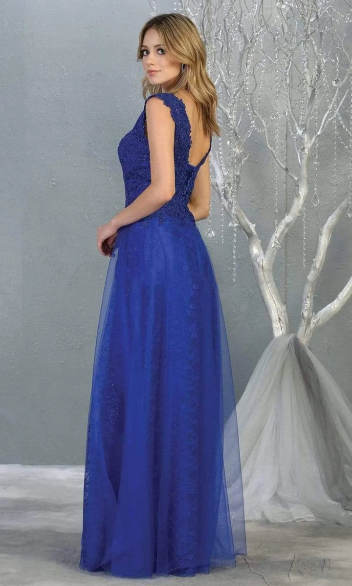 Applique V-Neck A-line Gown by May Queen MQ1799