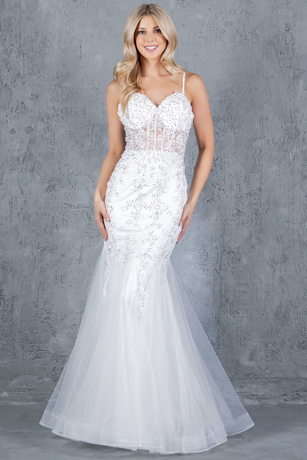 white mermaid pageant dresses White Bubble Sleeves Strapless Mermaid Prom Dresses Lace-up TANYA BRIDAL