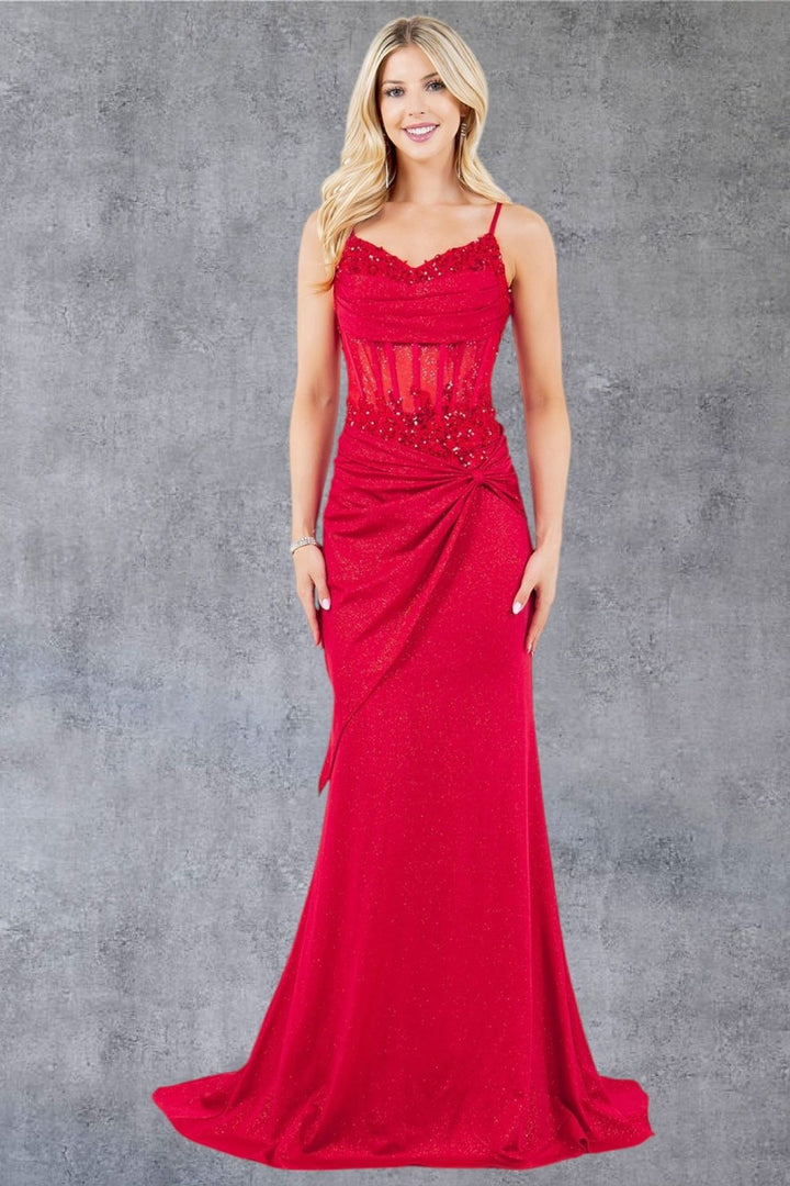 Glitter Sleeveless Gown by Cinderella Couture 8254J