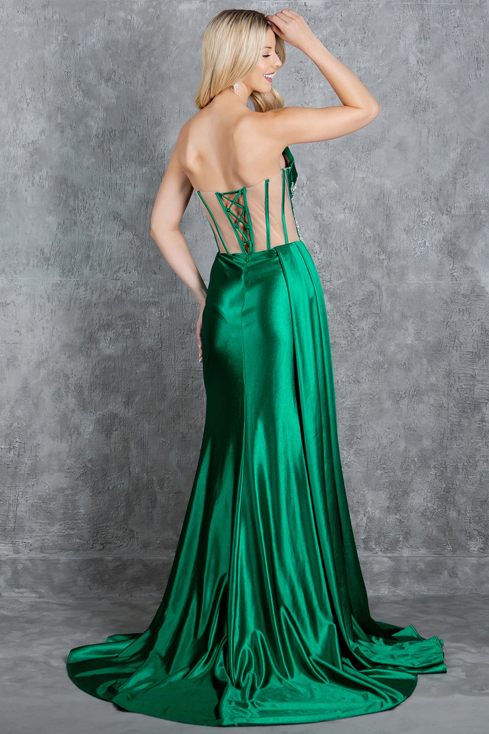 Beaded Satin Corset Slit Gown by Cinderella Couture 8214J ABC Fashion Beaded Satin Corset Slit Gown by Cinderella Couture 8214J ABC Fashion