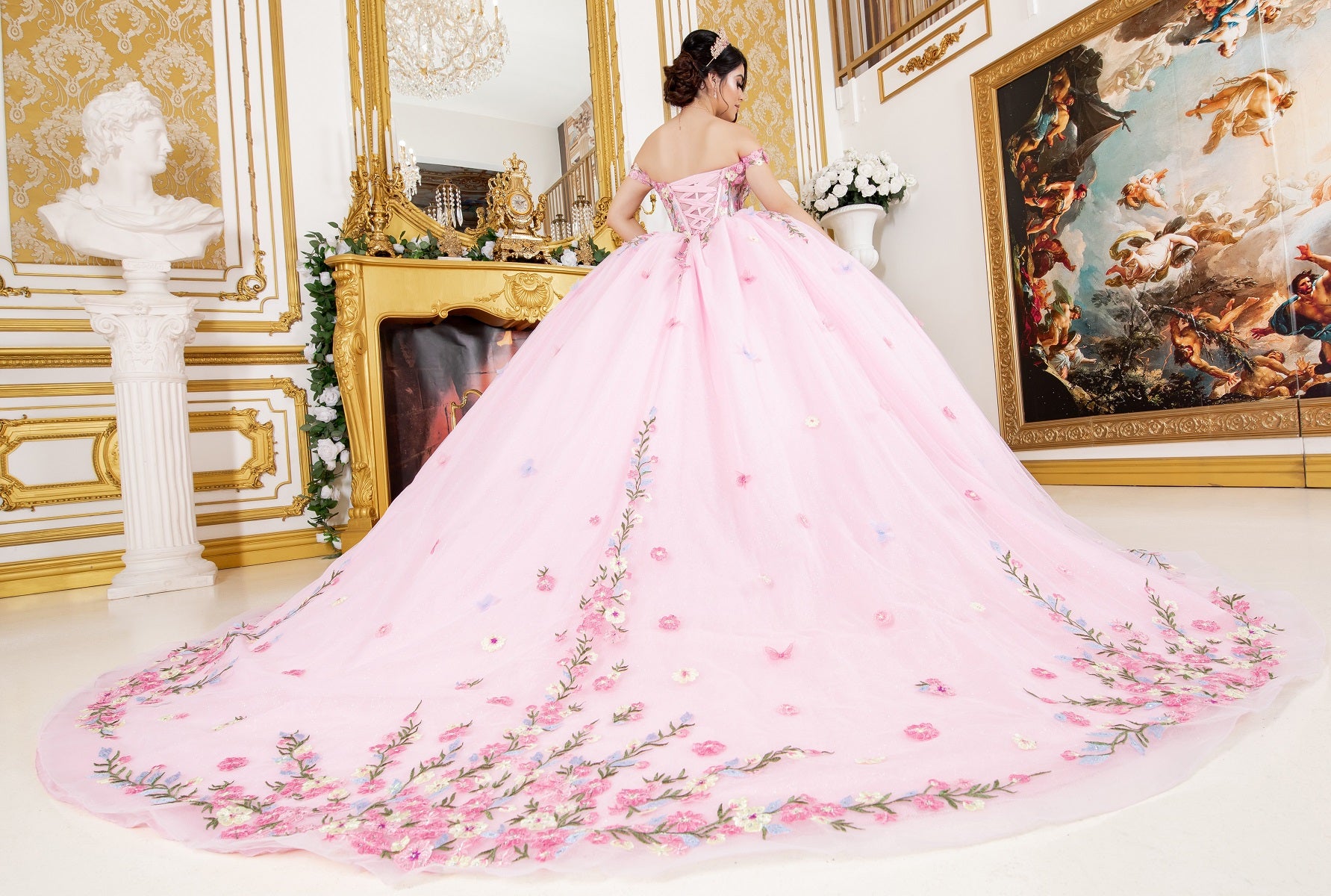 Floral Off Shoulder Ball Gown by Cinderella Couture 8260J – ABC