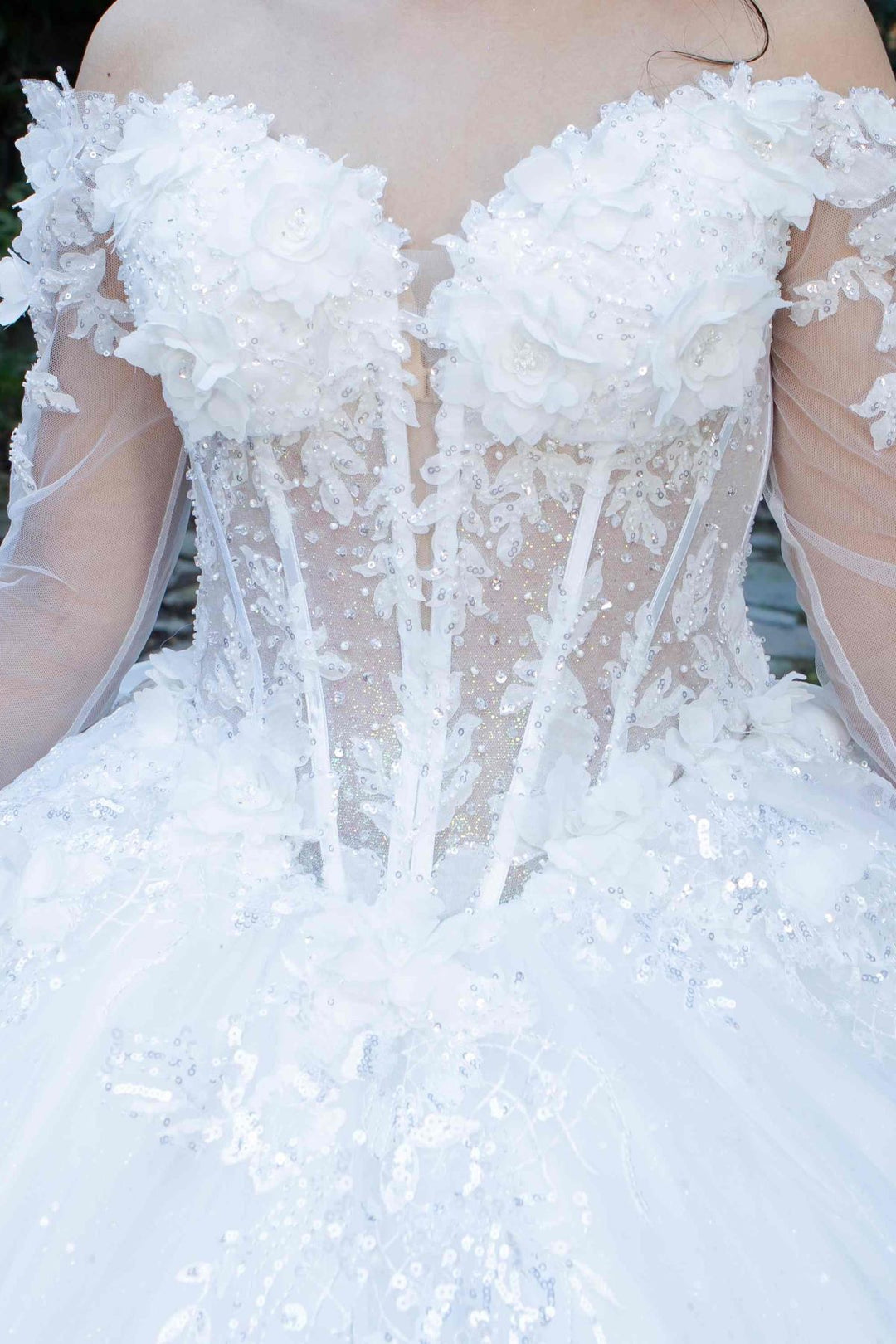 Long Sleeve Ball Gown by Cinderella Couture 8325J