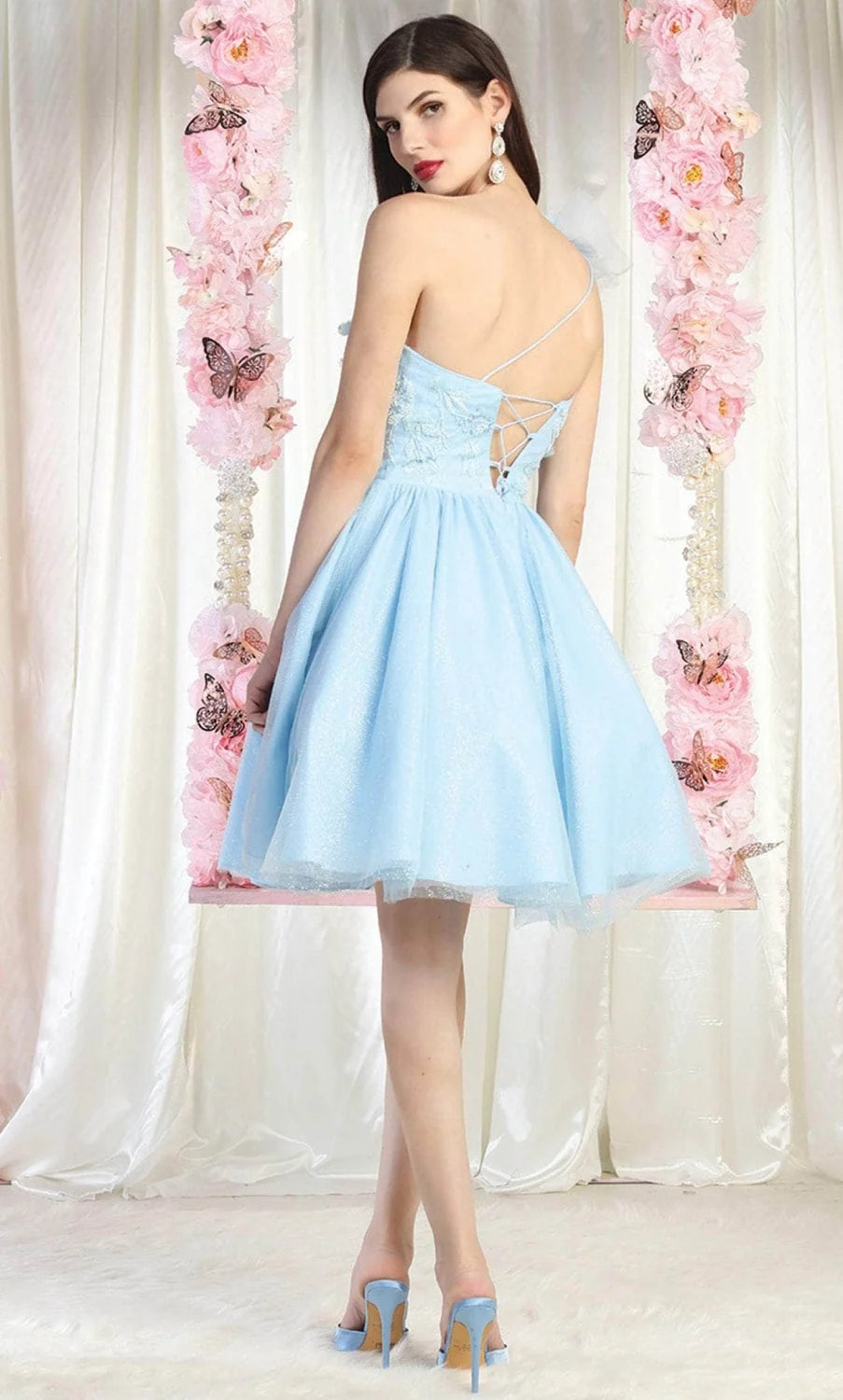 Short One Shoulder A-line Dress by May Queen MQ1952