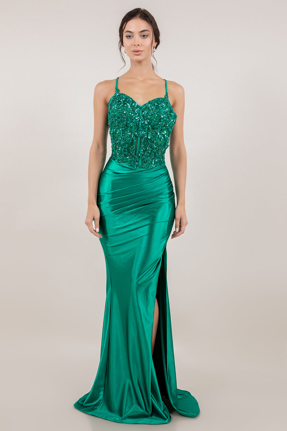 Applique Sleeveless Slit Gown by Cinderella Couture 8334J