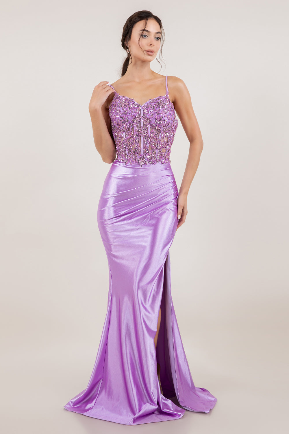 Applique Sleeveless Slit Gown by Cinderella Couture 8334J