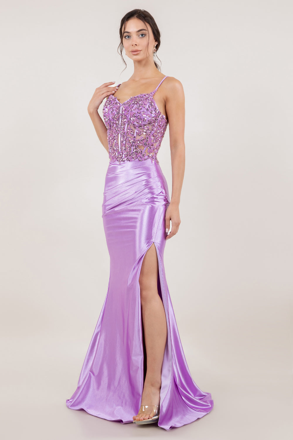 Applique Sleeveless Slit Gown by Cinderella Couture 8334J