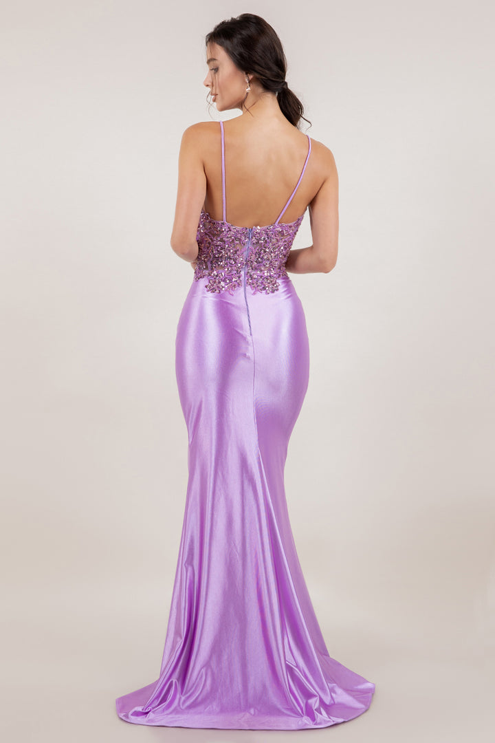 Applique Sleeveless Slit Gown by Cinderella Couture 8334J