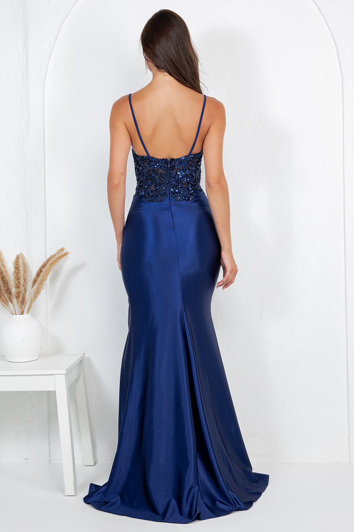 Applique Sleeveless Slit Gown by Cinderella Couture 8334J