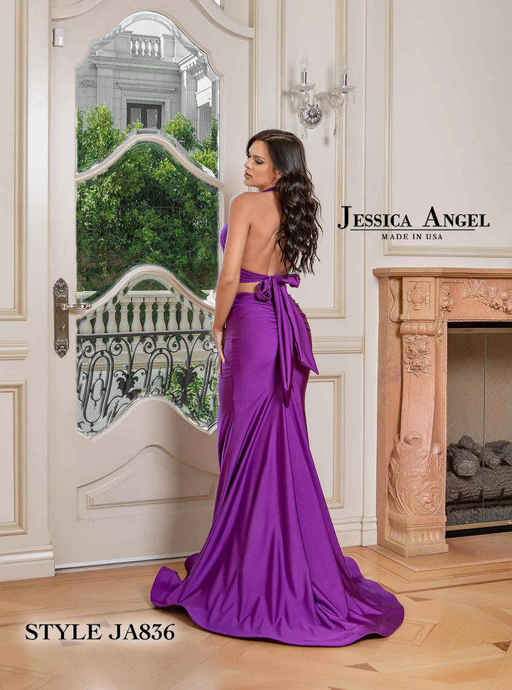 Jersey 2-Piece Halter Gown by Jessica Angel 836