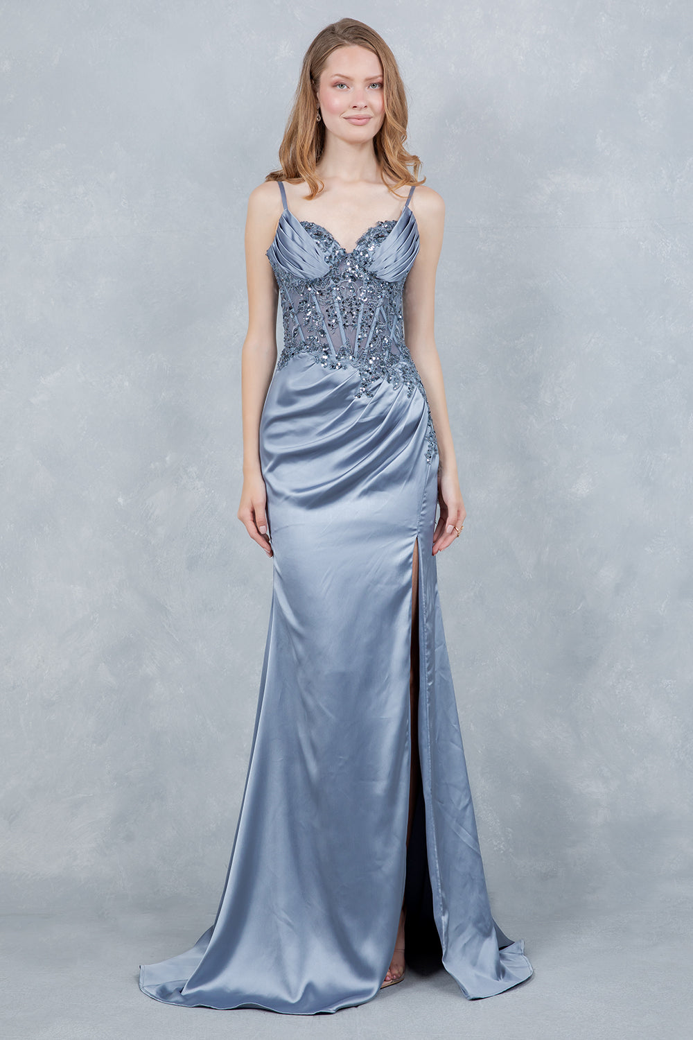 Applique Sleeveless Slit Gown by Cinderella Couture 8377J