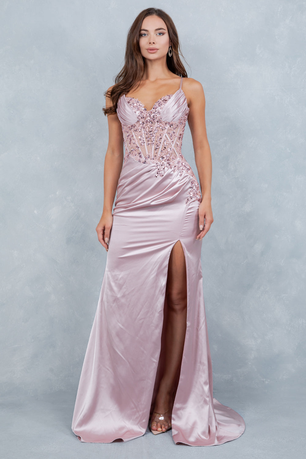 Applique Sleeveless Slit Gown by Cinderella Couture 8377J