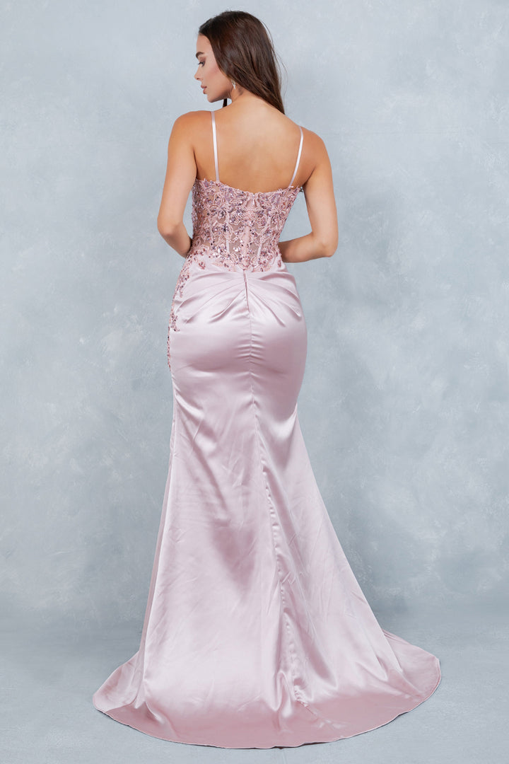 Applique Sleeveless Slit Gown by Cinderella Couture 8377J