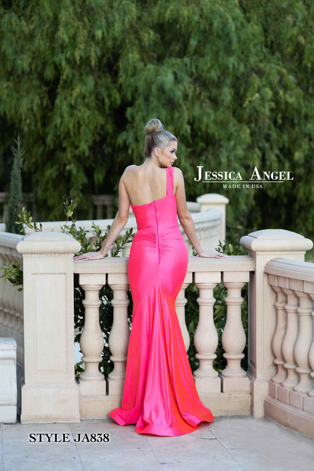 Jersey Fitted One Shoulder Gown by Jessica Angel 838