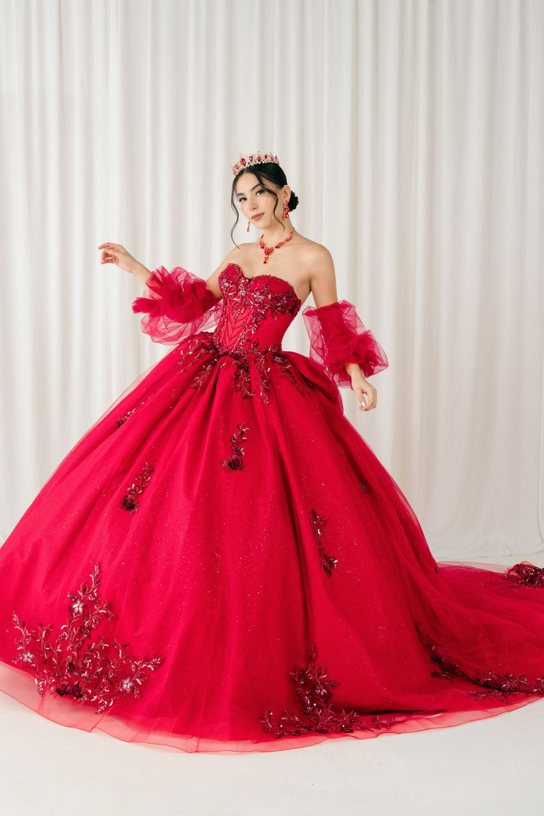 Ruffled Sleeve Ball Gown by Cinderella Couture 8380J