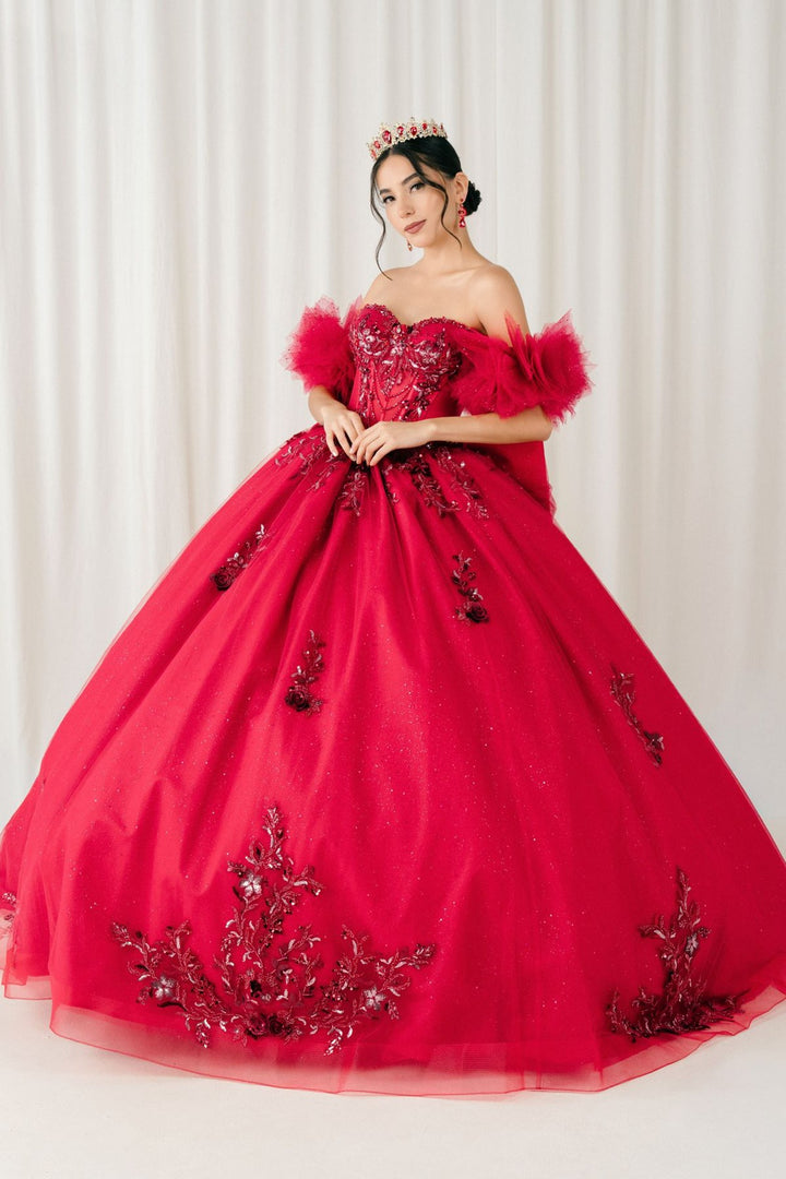 Ruffled Sleeve Ball Gown by Cinderella Couture 8380J