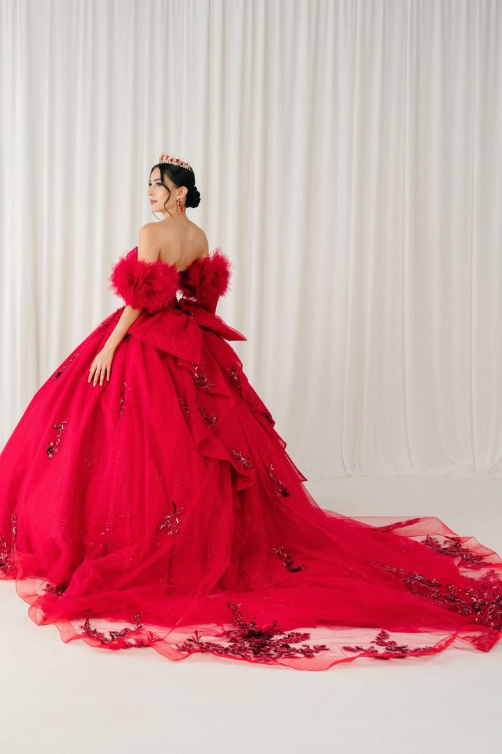 Ruffled Sleeve Ball Gown by Cinderella Couture 8380J