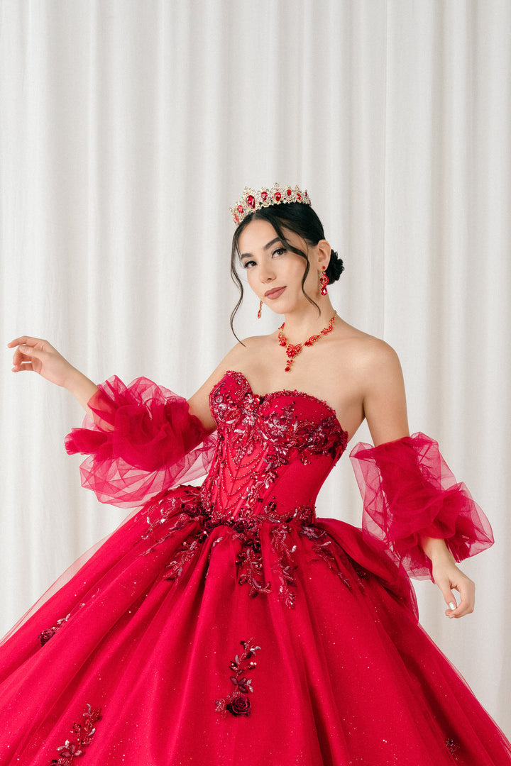 Ruffled Sleeve Ball Gown by Cinderella Couture 8380J