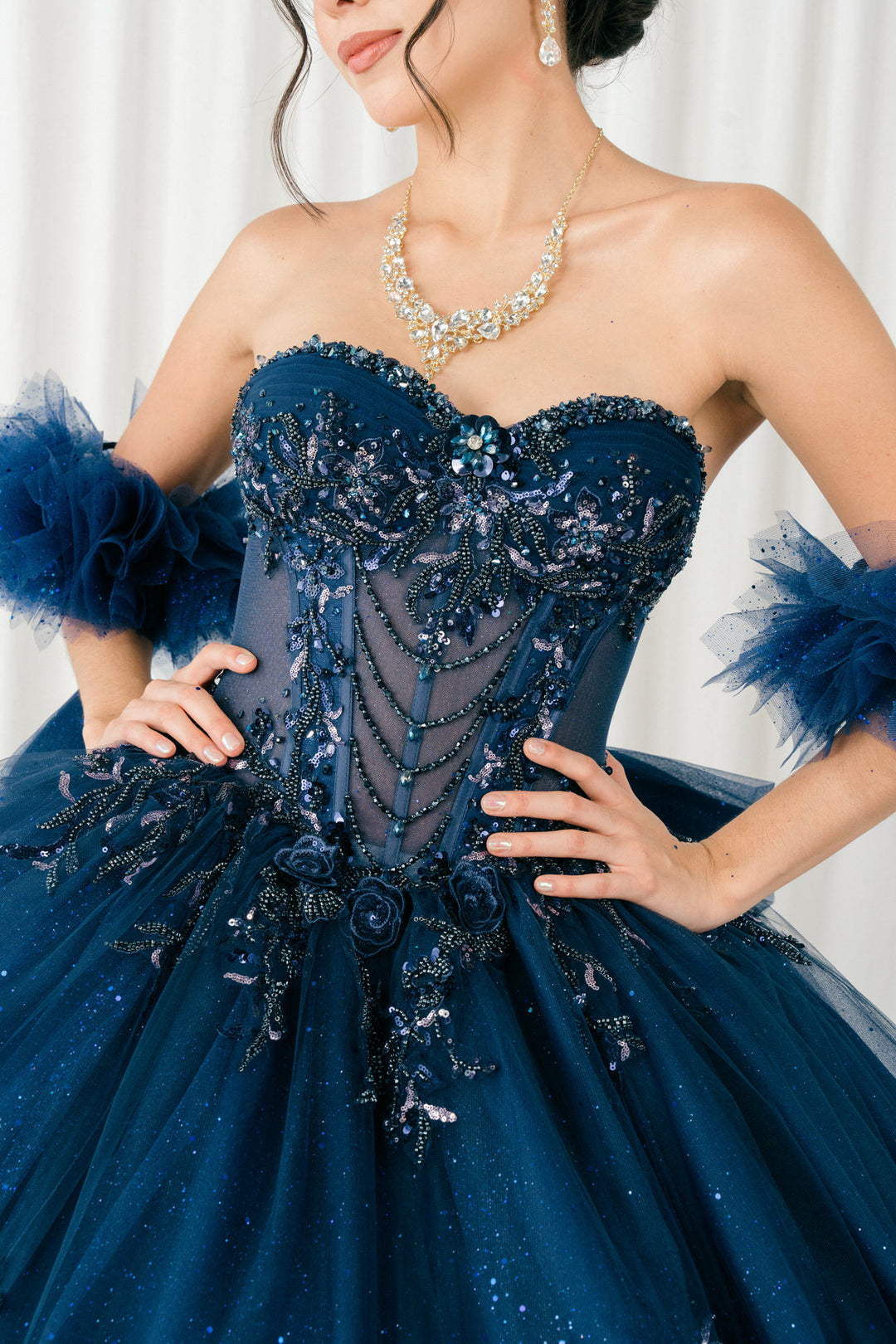 Ruffled Sleeve Ball Gown by Cinderella Couture 8380J