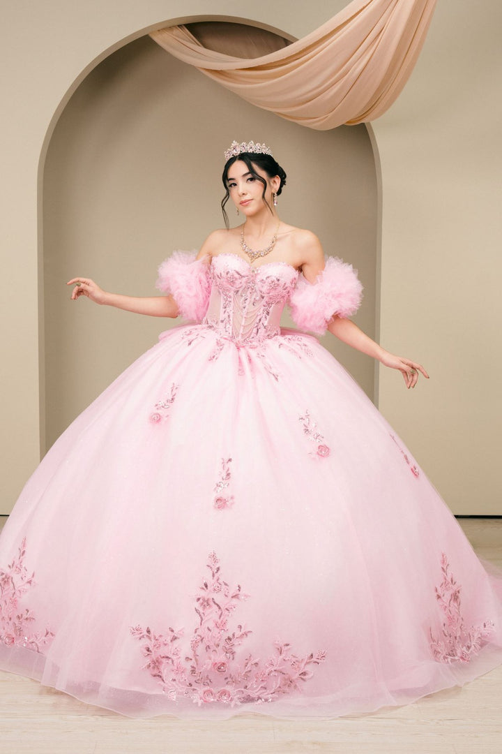 Ruffled Sleeve Ball Gown by Cinderella Couture 8380J