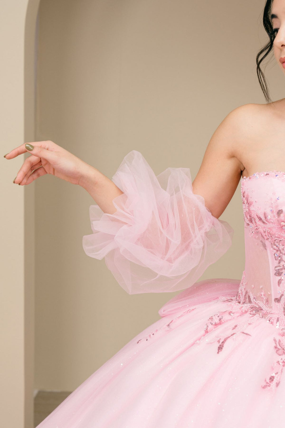 Ruffled Sleeve Ball Gown by Cinderella Couture 8380J