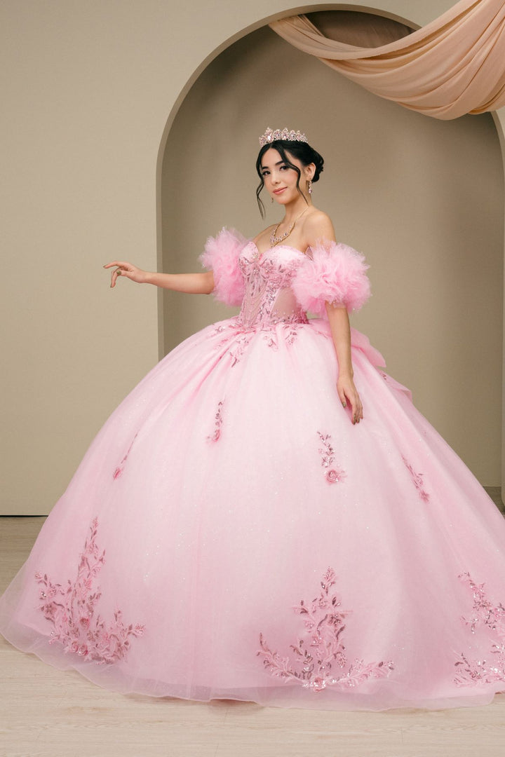 Ruffled Sleeve Ball Gown by Cinderella Couture 8380J