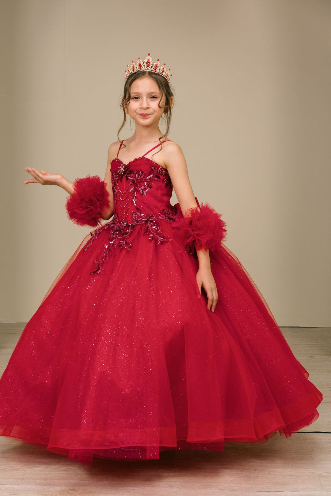 Girls Puff Sleeve Gown by Cinderella Couture 8380
