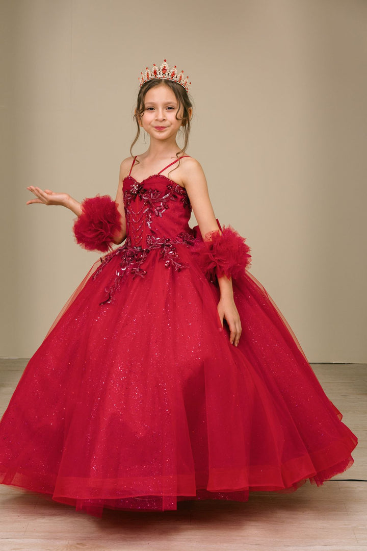 Girls Puff Sleeve Gown by Cinderella Couture 8380