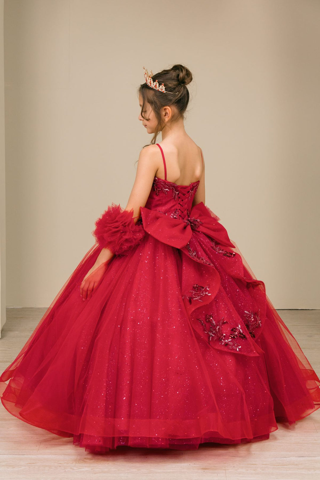 Girls Puff Sleeve Gown by Cinderella Couture 8380
