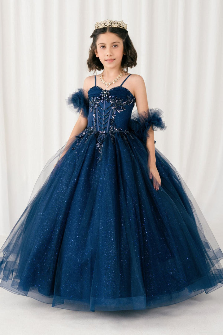 Girls Puff Sleeve Gown by Cinderella Couture 8380