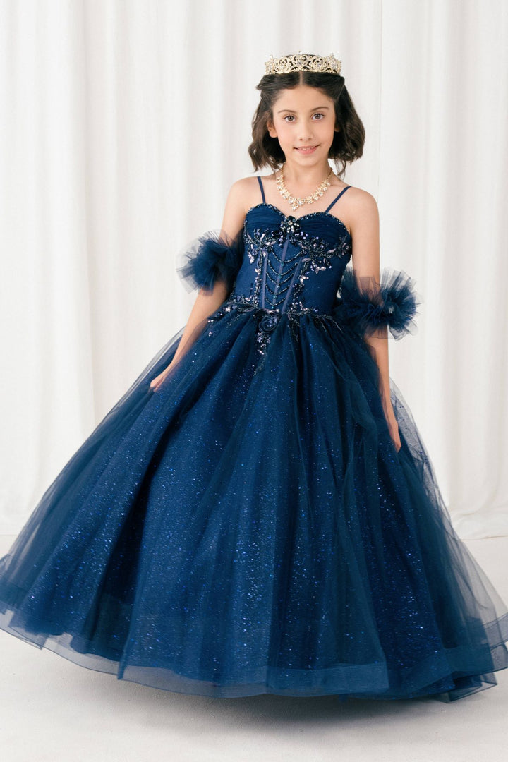 Girls Puff Sleeve Gown by Cinderella Couture 8380