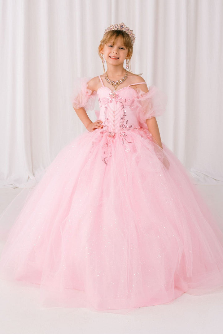 Girls Puff Sleeve Gown by Cinderella Couture 8380