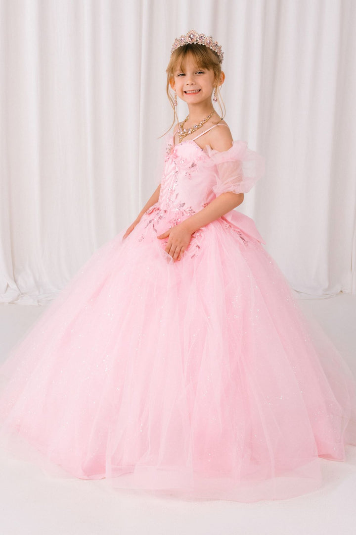 Girls Puff Sleeve Gown by Cinderella Couture 8380