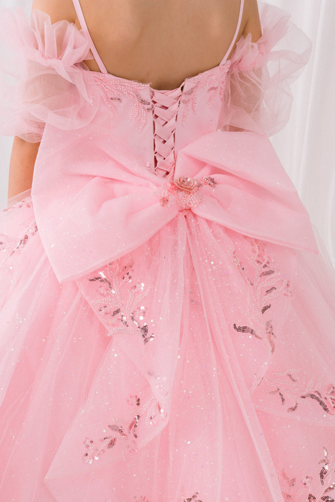Girls Puff Sleeve Gown by Cinderella Couture 8380