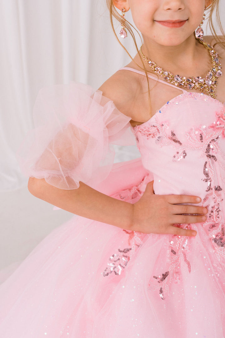 Girls Puff Sleeve Gown by Cinderella Couture 8380