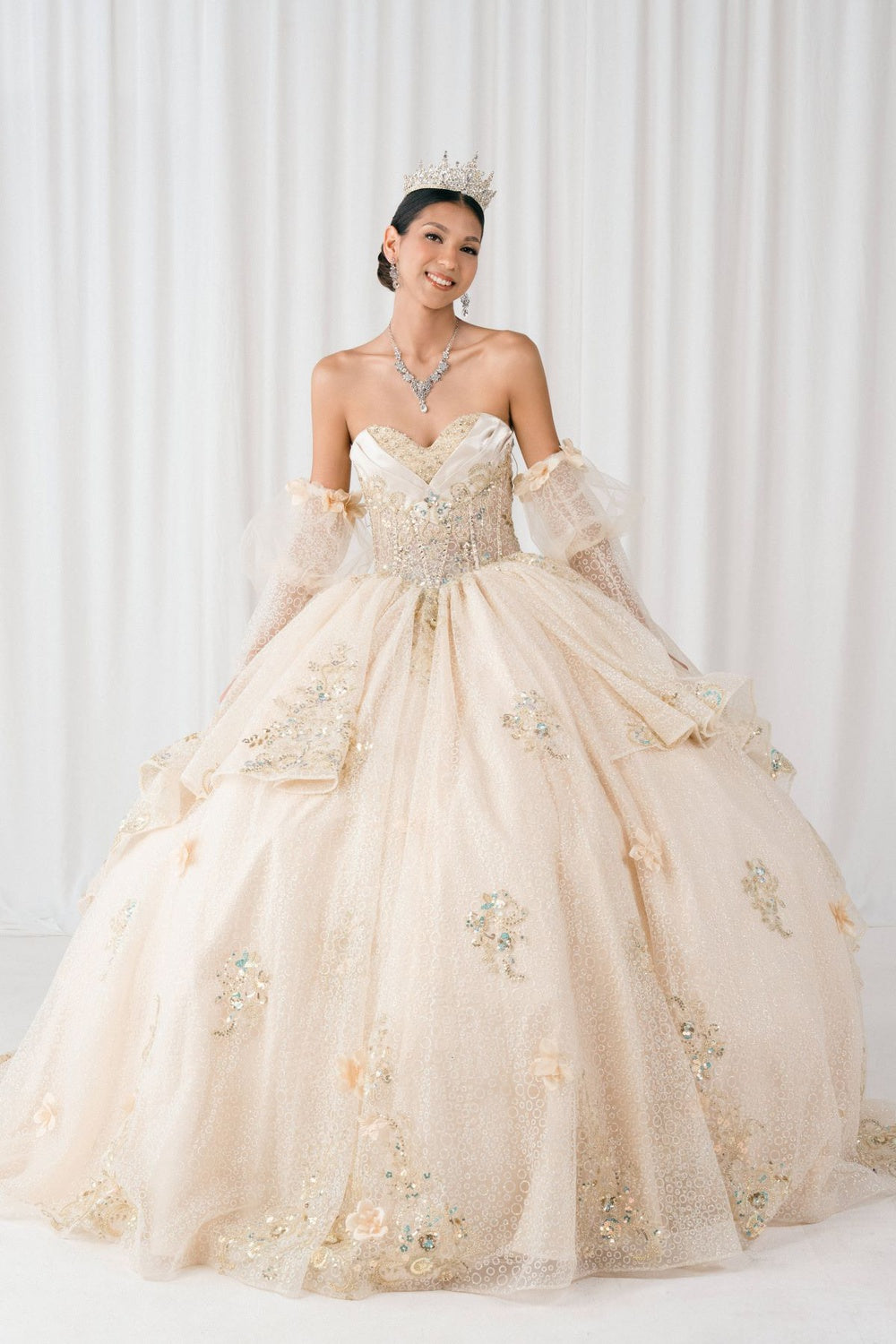 Long Sleeve Ball Gown by Cinderella Couture 8385J
