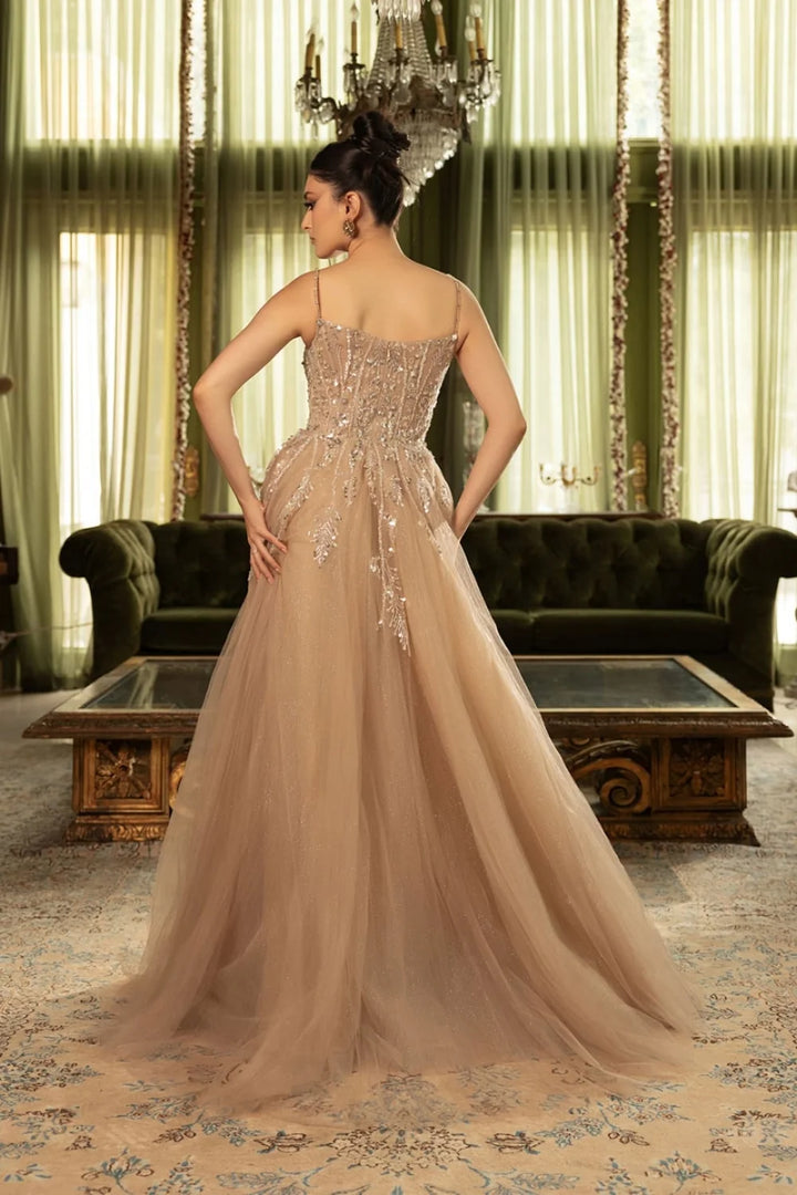 Beaded Sleeveless Overskirt Gown by May Queen RQ8146