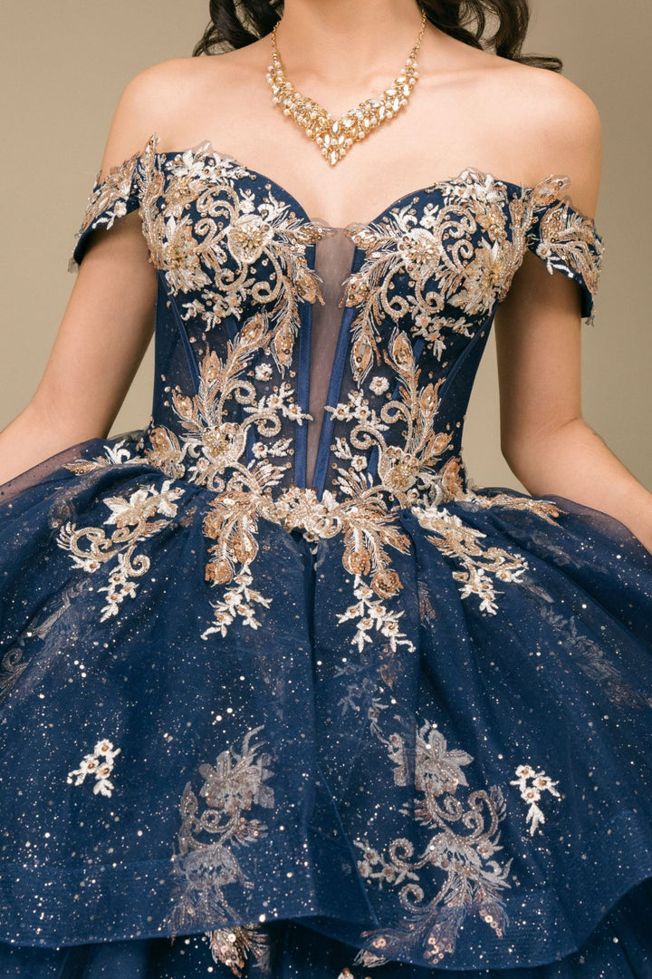 Off Shoulder Ball Gown by Cinderella Couture 8390JQ