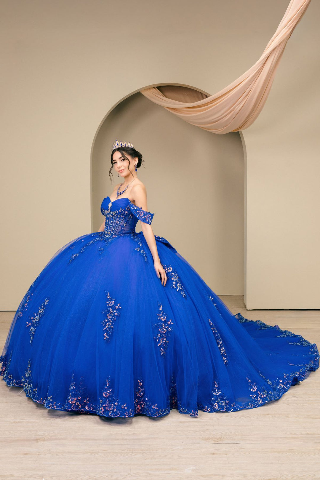 Off Shoulder Ball Gown by Cinderella Couture 8405JQ