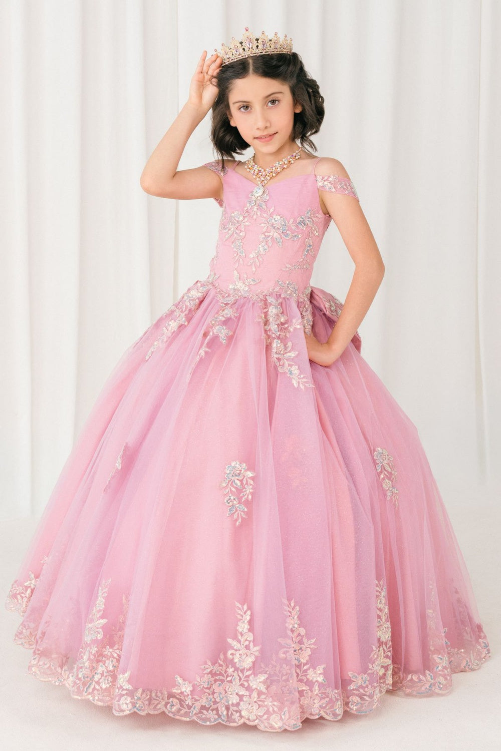 Girls Off Shoulder Gown by Cinderella Couture 8405