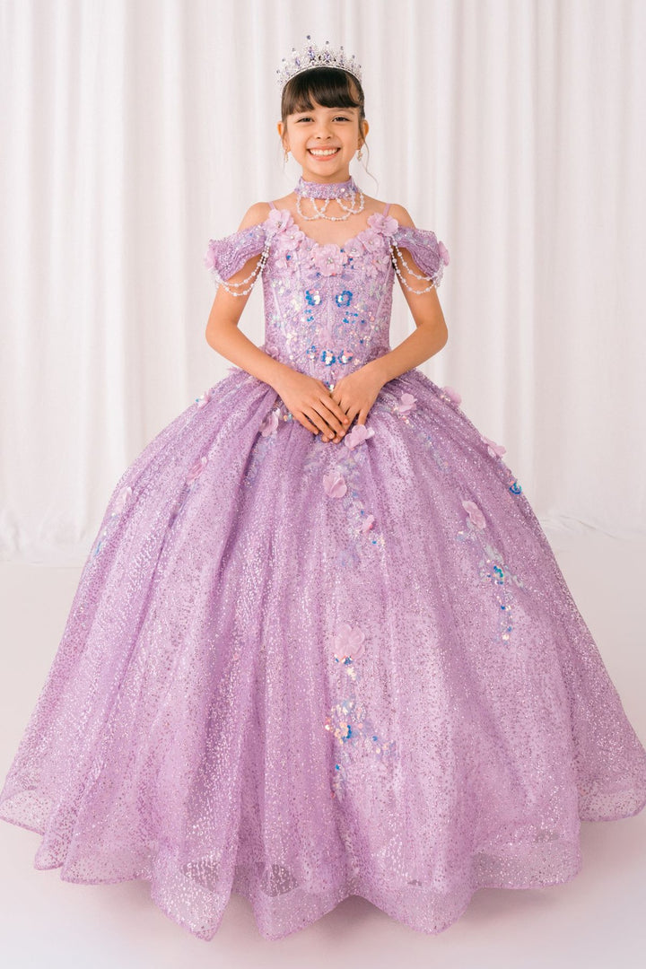 Girls 3D Floral Off Shoulder Gown by Cinderella Couture 8415