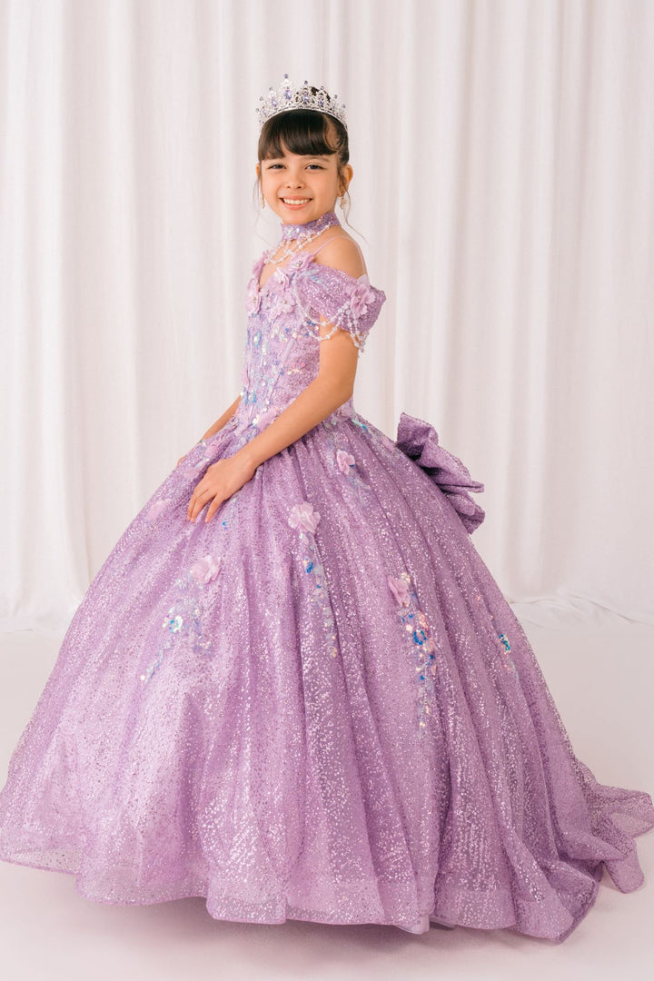 Girls 3D Floral Off Shoulder Gown by Cinderella Couture 8415