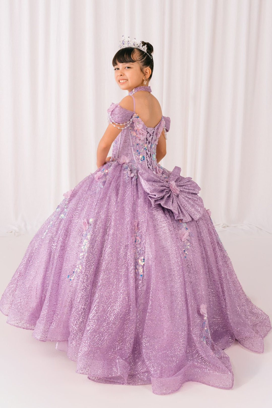 Girls 3D Floral Off Shoulder Gown by Cinderella Couture 8415