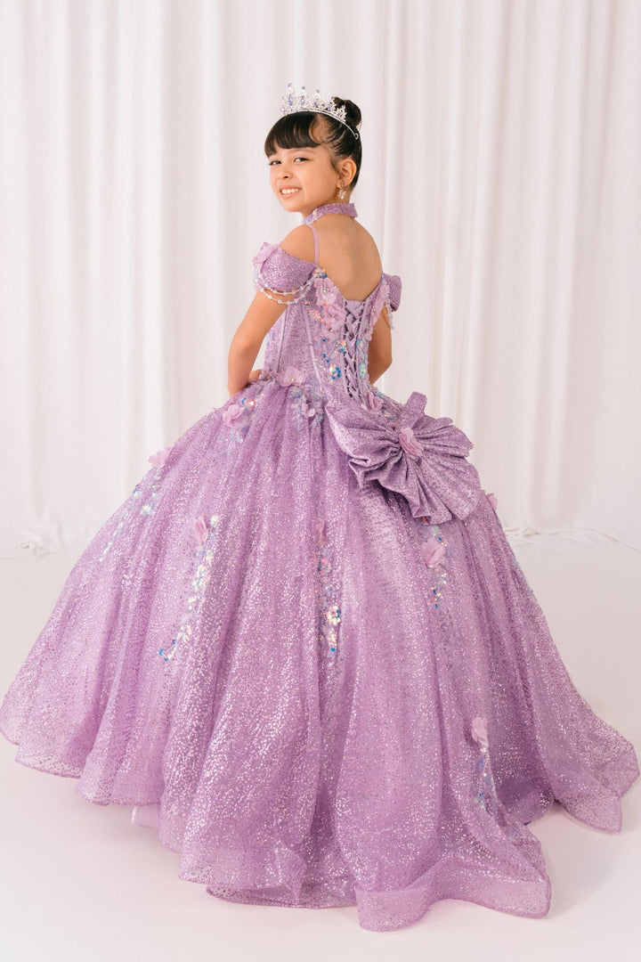 Girls 3D Floral Off Shoulder Gown by Cinderella Couture 8415