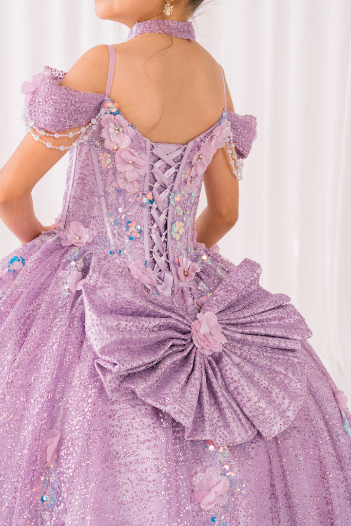 Girls 3D Floral Off Shoulder Gown by Cinderella Couture 8415