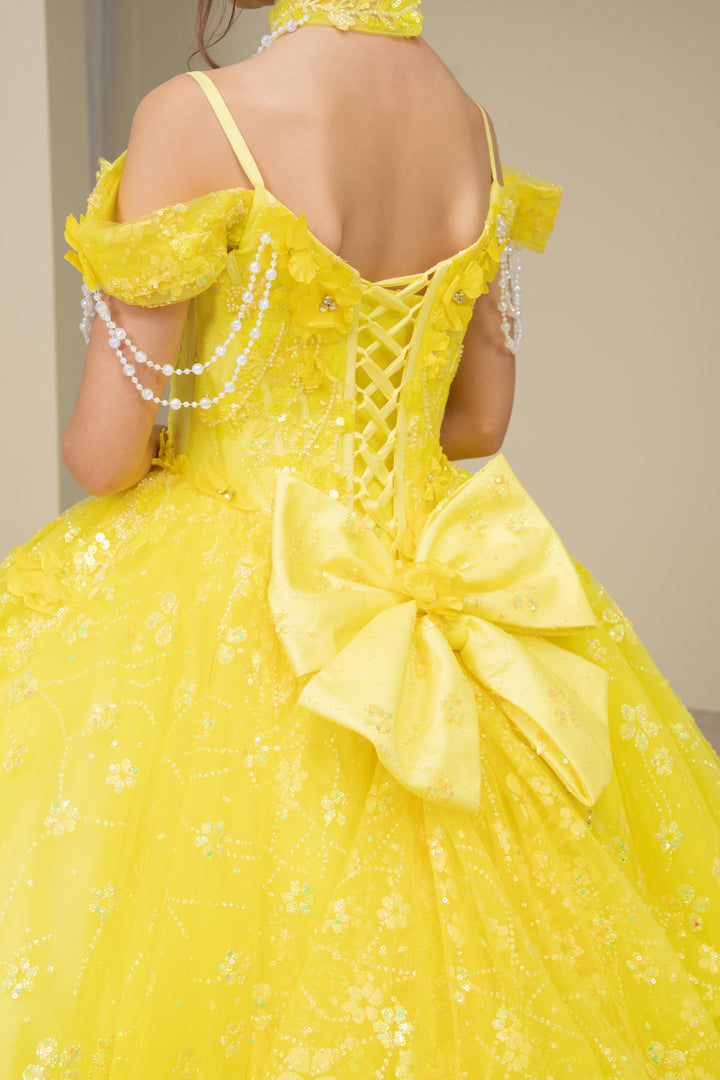 Girls 3D Floral Off Shoulder Gown by Cinderella Couture 8415