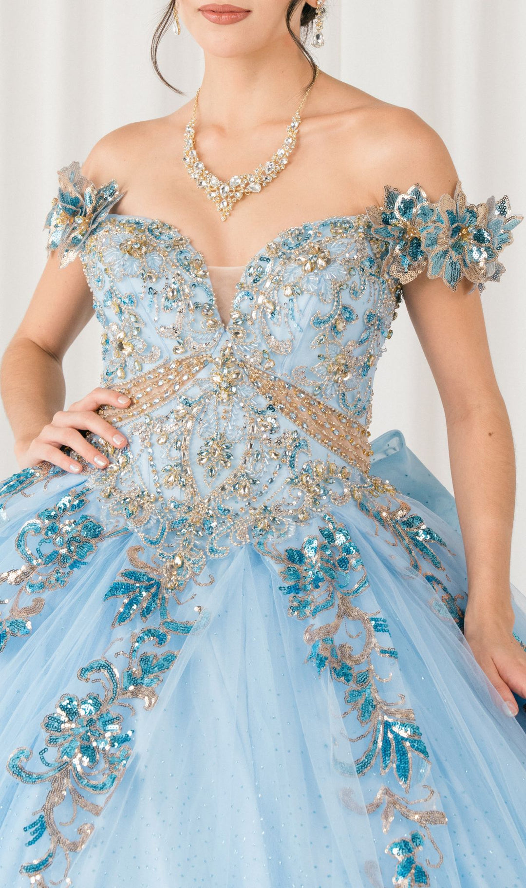 Off Shoulder Ball Gown by Cinderella Couture 8420JQ