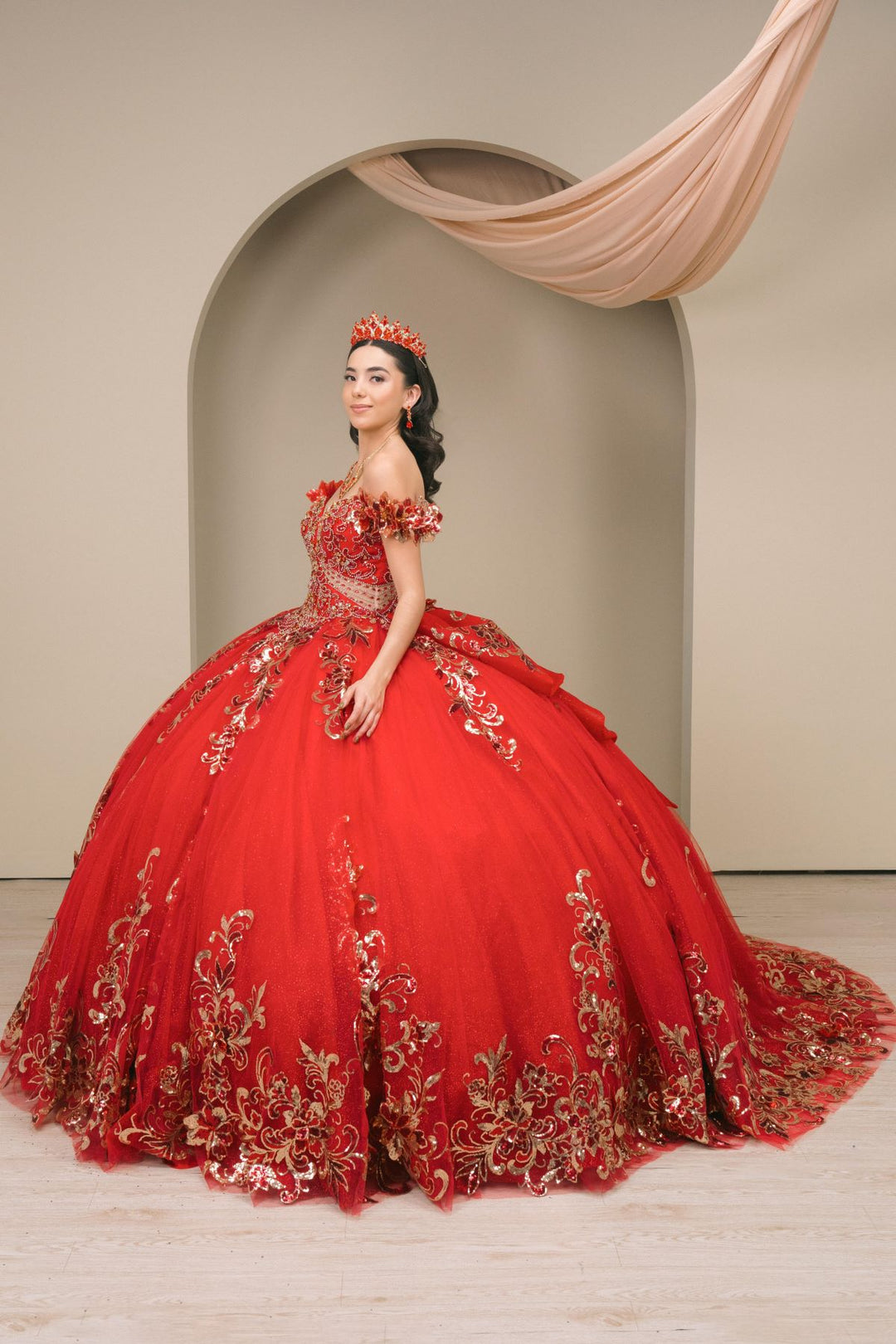 Off Shoulder Ball Gown by Cinderella Couture 8420JQ