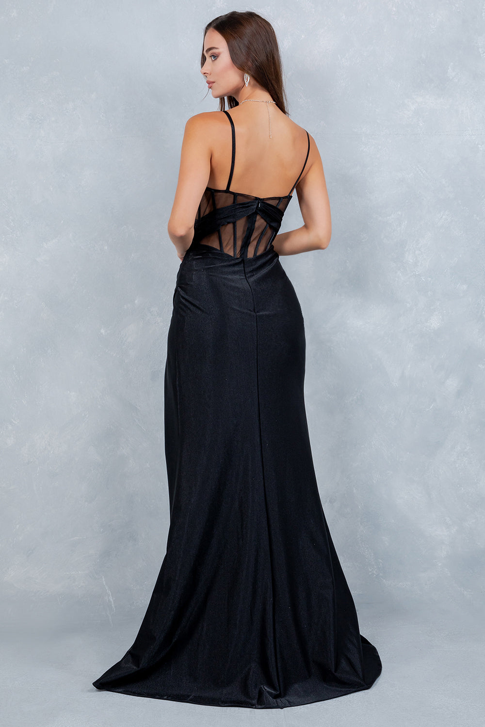 Mesh Sleeveless Slit Gown by Cinderella Couture 8448J