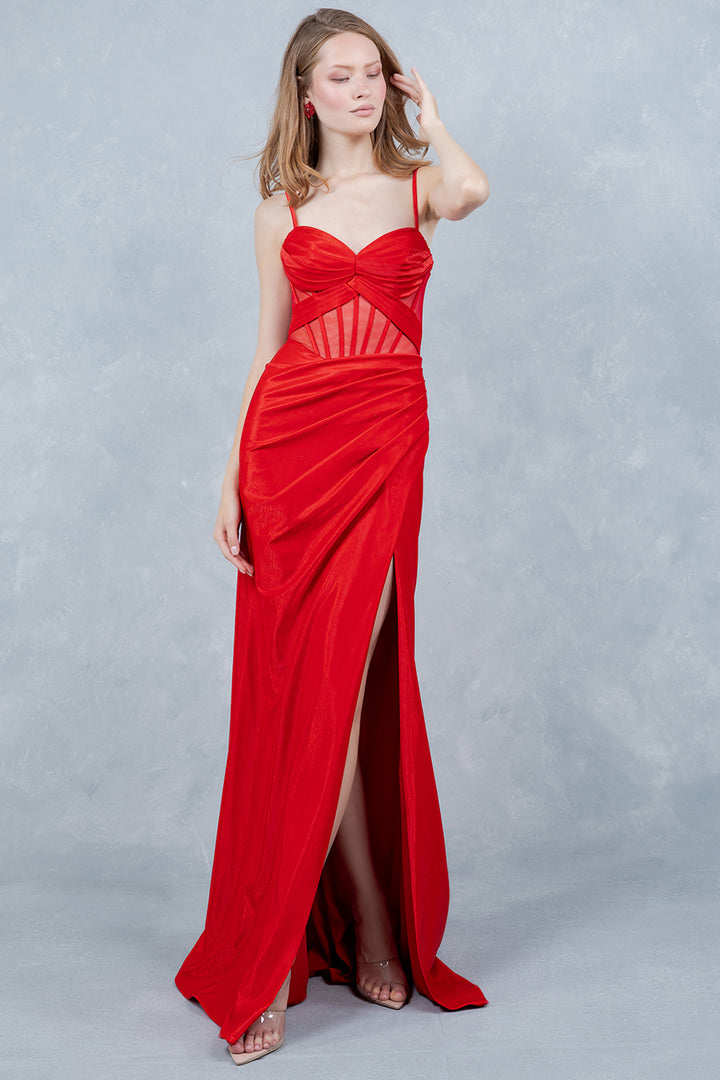 Mesh Sleeveless Slit Gown by Cinderella Couture 8448J