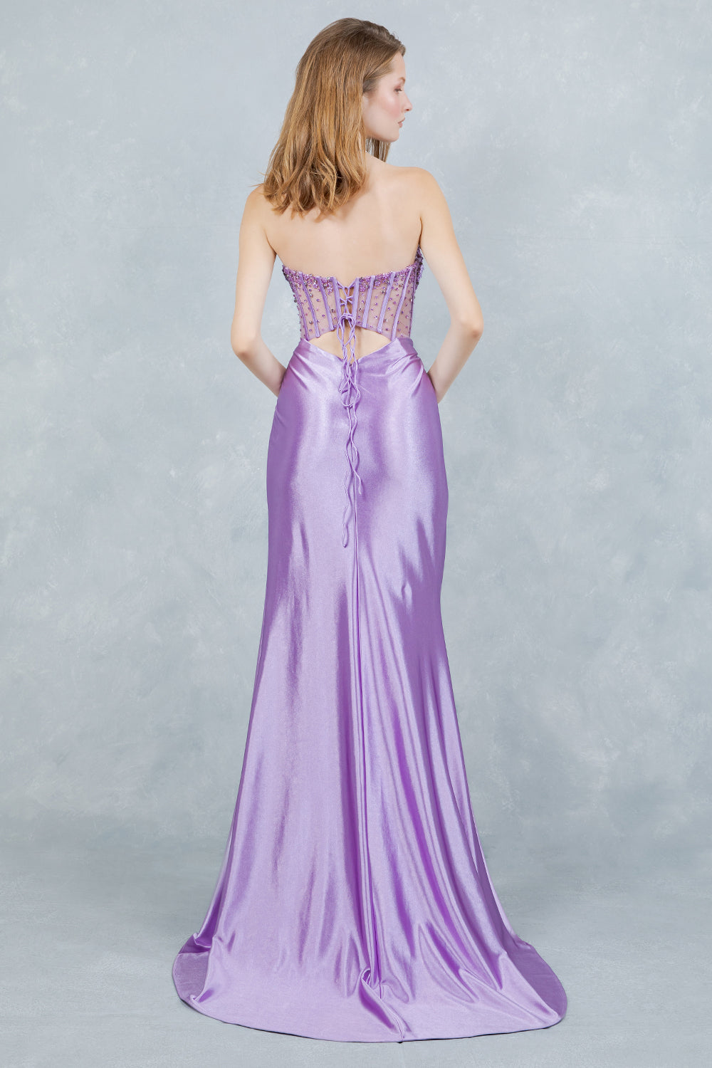 Satin Strapless Slit Gown by Cinderella Couture 8449J